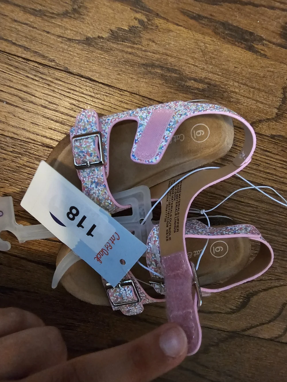Cat & Jack Pink Sparkle Double-Buckle Sandals